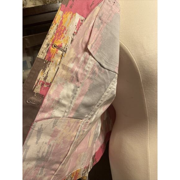 Ruby Rd Jacket 10P Brown Pink Camo Denim Button Coat Urban Chic Layer - Picture 8 of 16